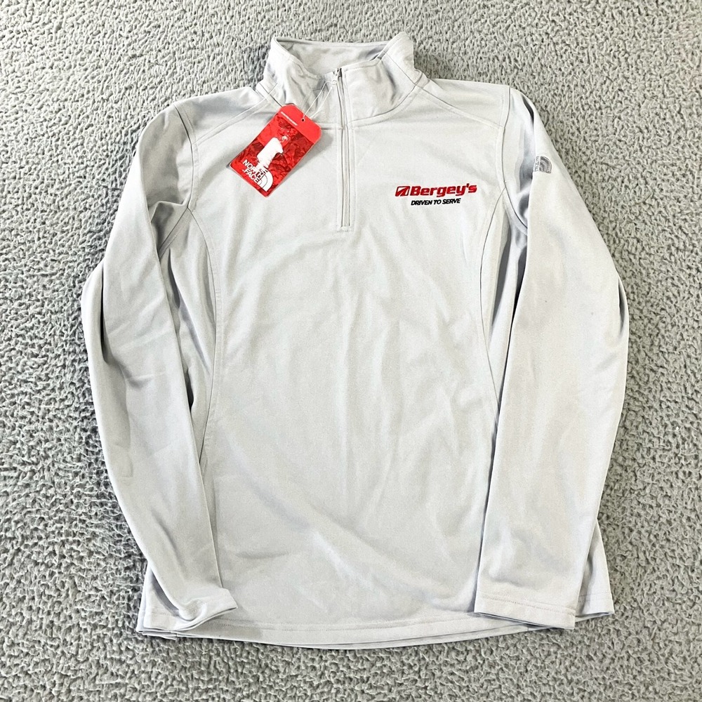 North Face Sweater Womens Large Gray‎ 1/4 Zip Tech Fleece Pullover Outdoors New
